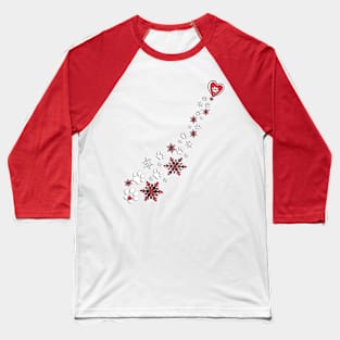 Dog Lover Paw Print Hearts & Snowflakes Dogs Baseball T-Shirt